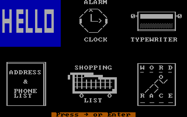 Your IBM PCJr Sampler - Menu